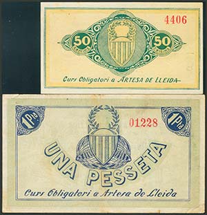 ARTESA DE LLEIDA (LERIDA). 50 Céntimos y 1 ... 