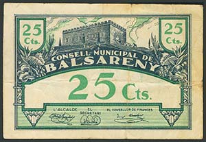 BALSARENY (BARCELONA). 25 Céntimos. 16 de ... 