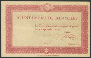 BANYOLES (GERONA). 50 Céntimos. 1937. Serie ... 
