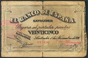 25 Pesetas. 1 de Noviembre de 1936. Banco de ... 
