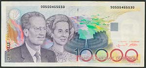 BELGICA. 10000 Francs. 1992. Sin serie. ... 