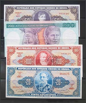 BRASIL. Conjunto de 13 billetes de ... 