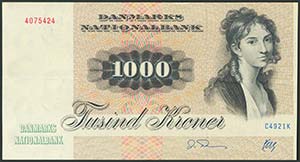 DINAMARCA. 1000 Kroner. 1972. (Pick: 53). ... 