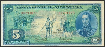 VENEZUELA. 5 Bolívares. 10 de Mayo de 1966. ... 