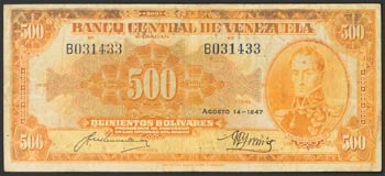 VENEZUELA. 500 Bolívares. 14 de Agosto de ... 