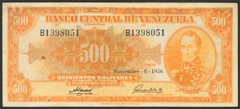VENEZUELA. 500 Bolívares. 8 de Noviembre de ... 