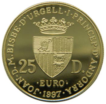 Andorra. 25 diners. 1997. KM#129. ... 