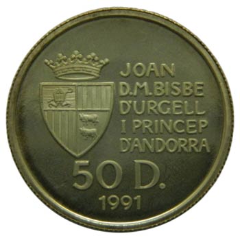 Andorra. 50 diners. 1991. KM#70. ... 