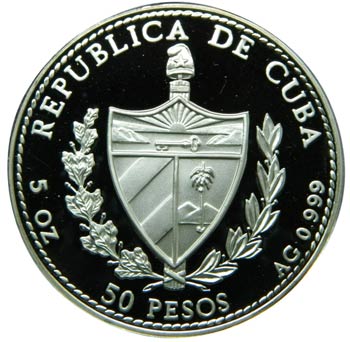 Cuba. 50 pesos. 1994. KM#504. Ag ... 