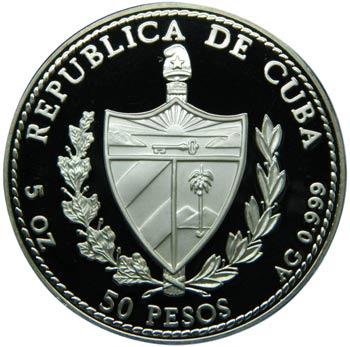 Cuba. 50 pesos. 1994. KM#506. Ag ... 
