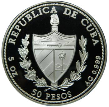 Cuba. 50 pesos. 1994. KM#507. Ag ... 