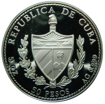 Cuba. 50 pesos. 1994. KM#508. Ag ... 