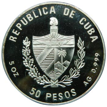 Cuba. 50 pesos. 1995. KM#486. Ag ... 