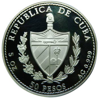 Cuba. 50 pesos. 1996. KM#557. Ag ... 