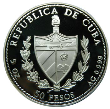 Cuba. 50 pesos. 1996. KM#567. Ag ... 