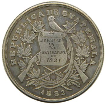 Guatemala. 1 peso. 1882. KM#208. ... 