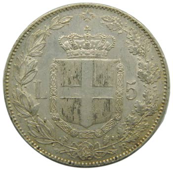 Italia. 5 lire. 1879. R. KM#20. Ag ... 