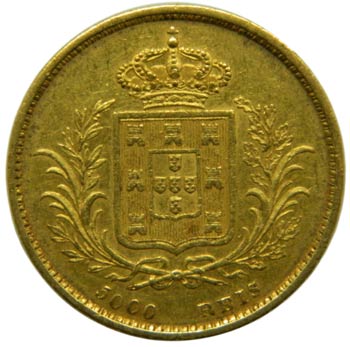 Portugal. 5000 reis. 1862. KM#508. ... 