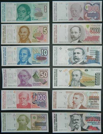 Argentina. Serie 12 billetes. 1, ... 