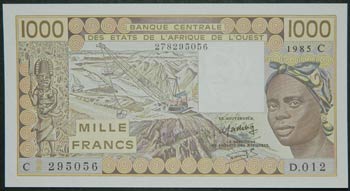 Burkina faso. 1000 francs. 1985. ... 
