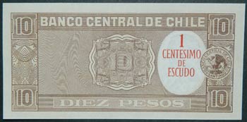 Chile. 10 pesos. 1 Centesimo de ... 