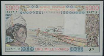 Costa de Marfil. 5000 Francs. ... 