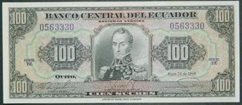 Ecuador. 100 sucres. 24.5.1968. ... 