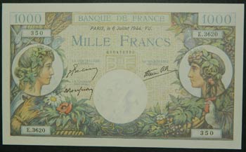 Francia. 1000 francs. 6.7.1944. ... 