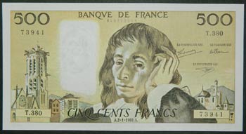 Francia. 500 francs. 2.1.1992. ... 