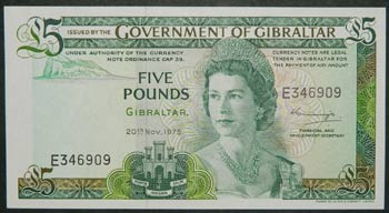 Gibraltar. 5 pounds. 20.11.1975. ... 