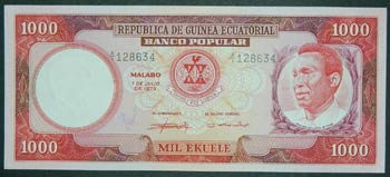 Guinea Ecuatorial. 1000 ekuele. ... 