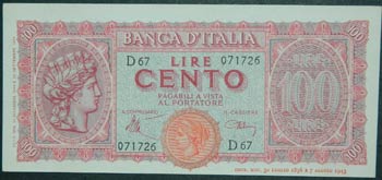 Italia. 100 lire. 10.12.1944. ... 