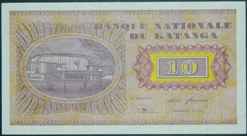 Katanga. 10 francs. 1.12.1960. ... 