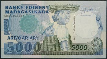 Madagascar. 5000 francs. 1000 ... 