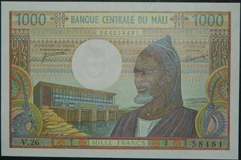 Mali. 1000 francs. ND (1970-84). ... 