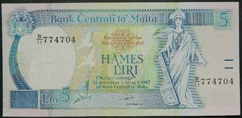 Malta. 5 liri. L. 1967 (1989). ... 