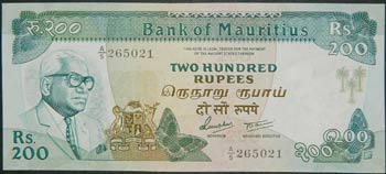 Mauricio. 200 rupees. ND (1985). ... 