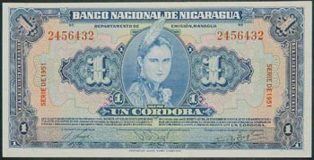 Nicaragua. 1 córdoba. 1951. (Pick ... 