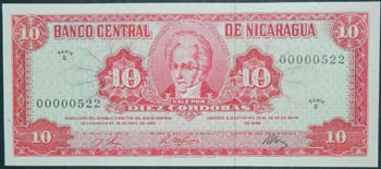 Nicaragua. 10 córdobas. D. 1968. ... 