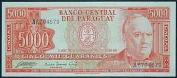 Paraguay. 5000 guaraníes. L. 1952 ... 