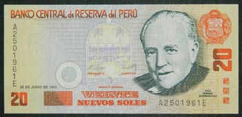 Perú. 20 nuevos soles. 25.6.1992. ... 