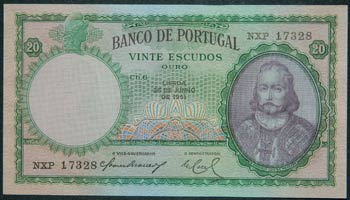 Portugal. 20 escudos. 26.6.1951. ... 