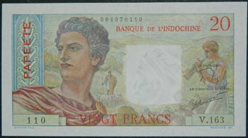 Tahití. 20 francs. ND (1963). ... 
