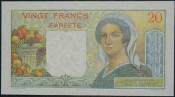 Tahití. 20 francs. ND (1963). ... 