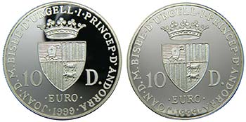 Andorra. 2 monedas de 10 diners. ... 