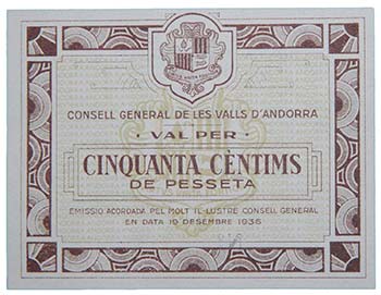 Andorra. 50 céntimos. 1936. ... 