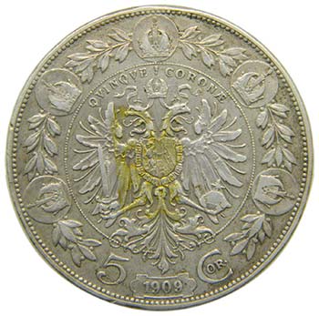 Austria. 5 Coronas. 1909. Franz ... 