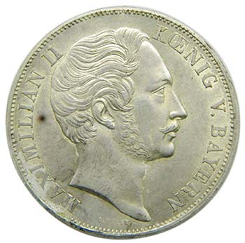 Alemania. Bavaria. 2 Gulden. 1855  ... 