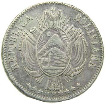Bolivia. Boliviano. 1865 PTS FP. ... 