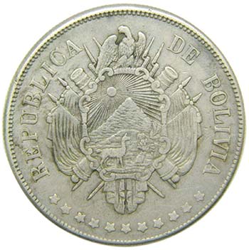 Bolivia. Boliviano. 1870 PTS ER. ... 